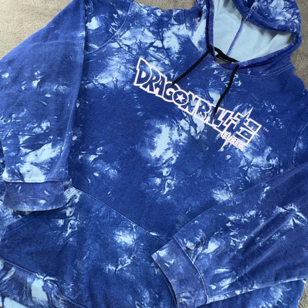 Dragon Ball Super Hoodie Mens 3XL Blue Tie Dye Excellent Goku Vegeta Graphic